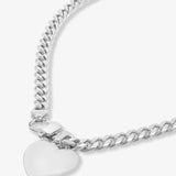 Melinda Maria Julian XL Heart Cuban Chain Necklace in Silver