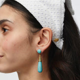 Turquoise Sky Gold Cage Drop Earrings