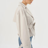Quinn Cropped Trench Coat - Whisper White