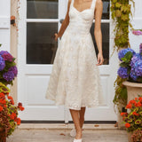 ASTR The Label Caerwyn Eyelet Embroidery Sweetheart Midi Dress
