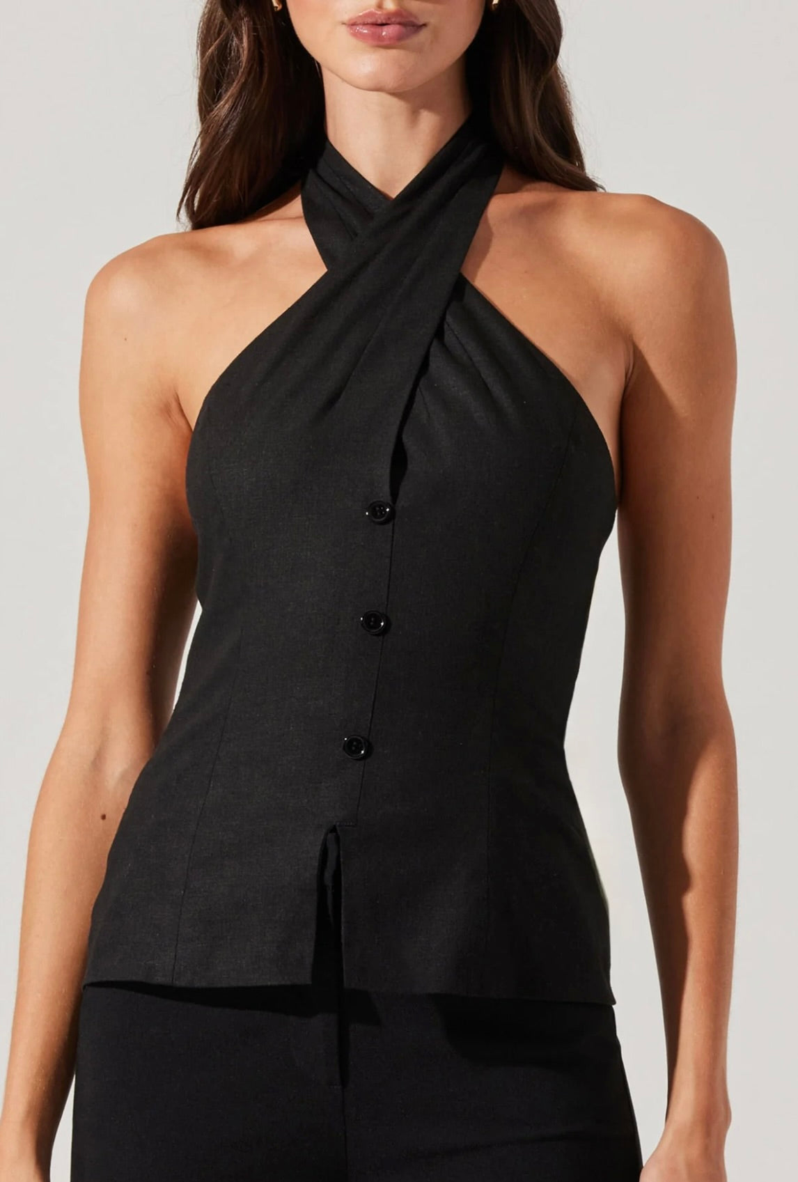 Yaritza Crossover Linen Blend Vest