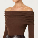 ASTR The Label Kylin Off Shoulder Rhinestone Sweater