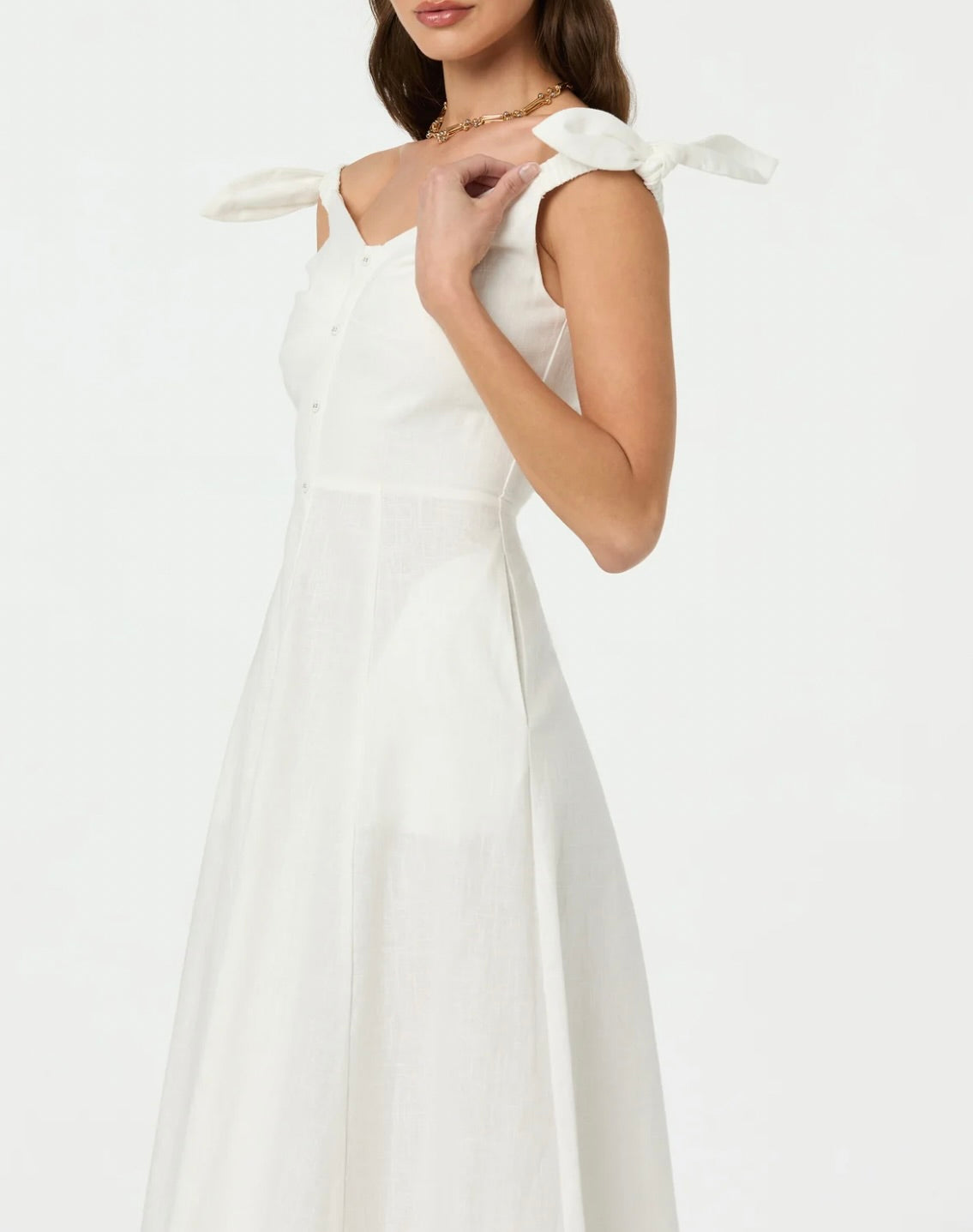 ASTR the Label | Charelin Linen Off Shoulder Dress in White