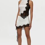 Naked Wardrobe Silk Lace Asymmetric Top