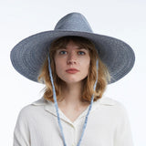 Wyeth Brie Wide Brim Wheat Straw Hat in Blue