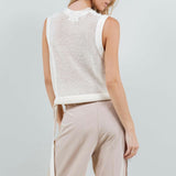 Knit Vest with Tie Detail in Ivory