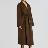 SEROYA Mavis Wool Coat in Slate Brown