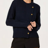 ASTR The Label Jackeline Asymmetrical Scarf Cardigan in Navy