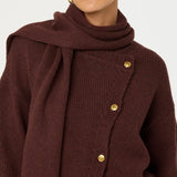 ASTR The Label Jackeline Asymmetrical Scarf Cardigan in Wine