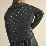 Polkadot Embroidered Quilted Jacket in Black