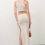 Crochet Knit Crop Top in Off-White