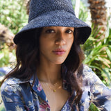Wyeth Tali Raffia Bucket Hat in Midnight Blue