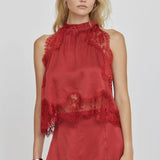 THIRD FORM Visions Lace Top in Crimson