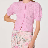ASTR The Label Kaydence Puff Sleeve Bobble Stitch Cardigan