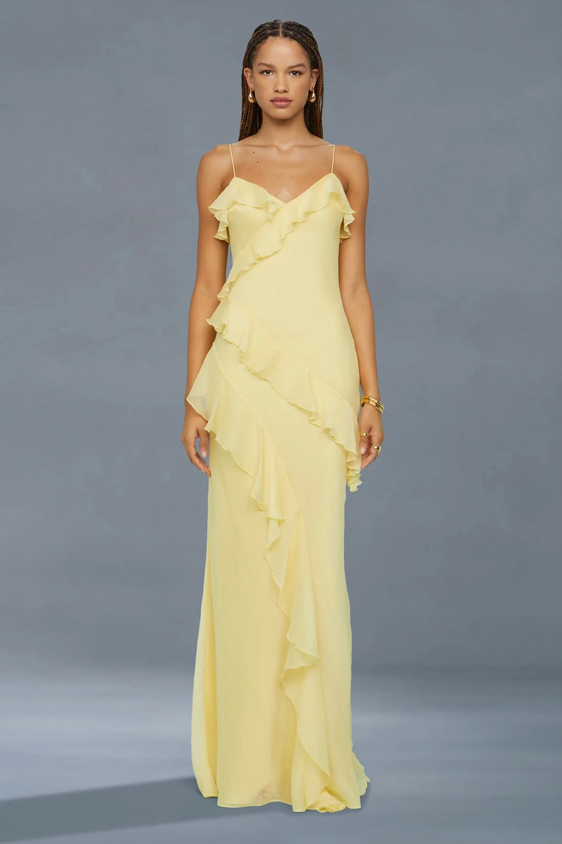 amur silk dress AMUR Reese Cascade Lace Gown