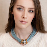 Lusso Aqua Silk Choker Necklace