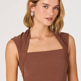 ASTR the Label Zatanna Knit Ruched Square-Neck Mini Dress