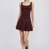 En Saison Delphine Pleated Mini Dress