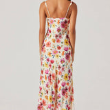 Zoie Floral Satin Ruffle Dress
