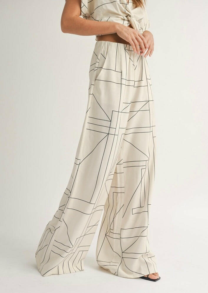 Geometric Wide Leg Pants