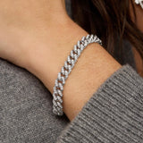 Melinda Maria Pave Julian Cuban Chain Bracelet in Silver