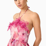 Evalina Floral Mini Dress in Pink