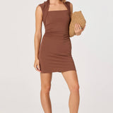 ASTR the Label Zatanna Knit Ruched Square-Neck Mini Dress