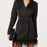 ASTR The Label Breonna Feather Trim Blazer Dress