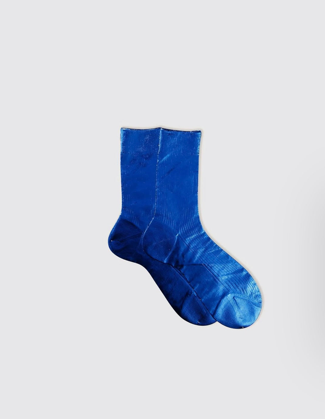 One Ribbed Laminated Metallic Socks