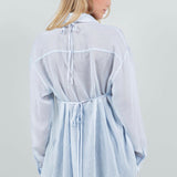 Button-up Sheer Blouse with Bikini Top in White/Blue