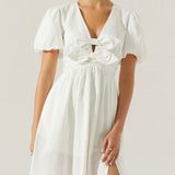Citrine Linen Bow Front Midi Dress