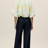 Yara Poplin Bubble Top in Sage Combo