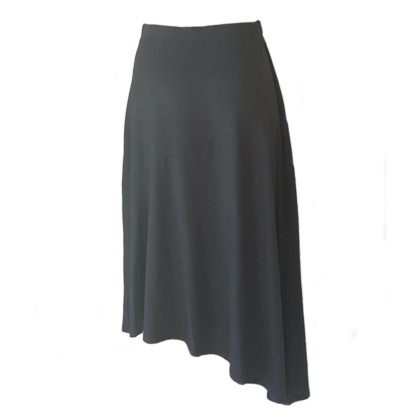 Basic Essentials Ribbed Asymmetric Skirt in Charcoal