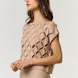 Cut Out Detail Sweater Top in Taupe
