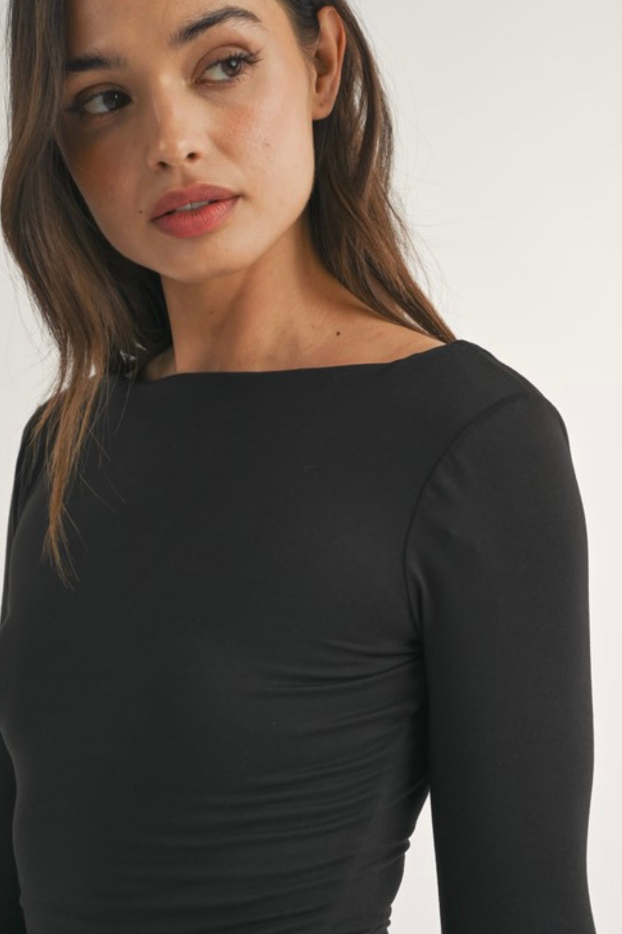 Long Sleeve High Low Long Sleeve Top in Black