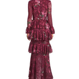 Elliatt Eleanora Ruffle Gown in Raspberry