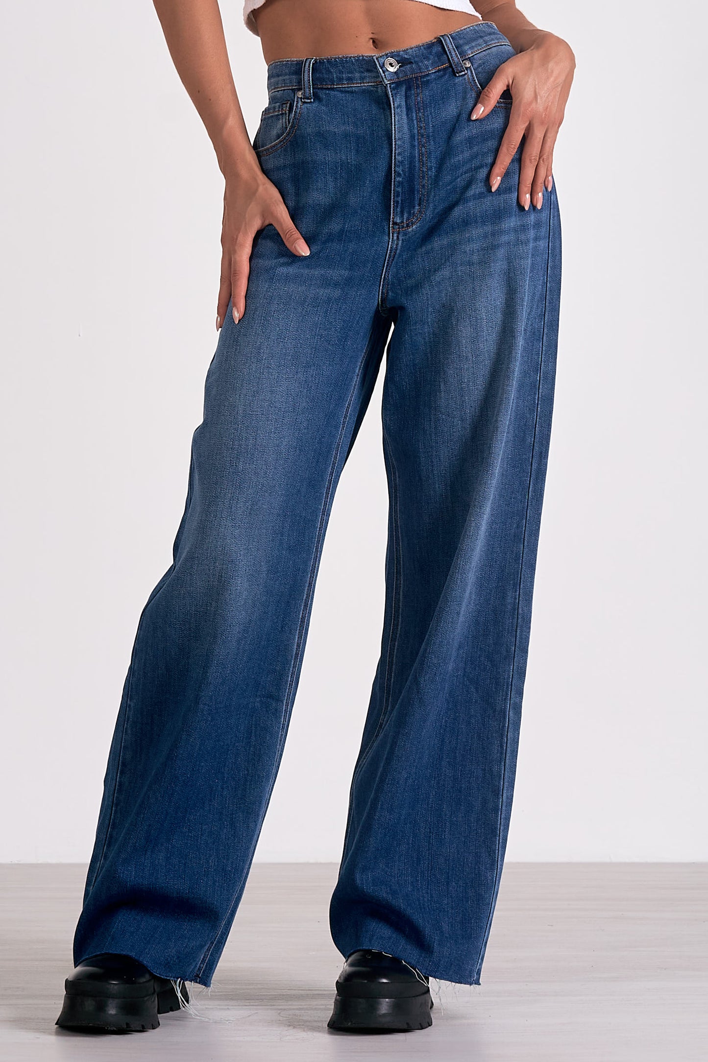 Blue Wash Wide Leg Jeans