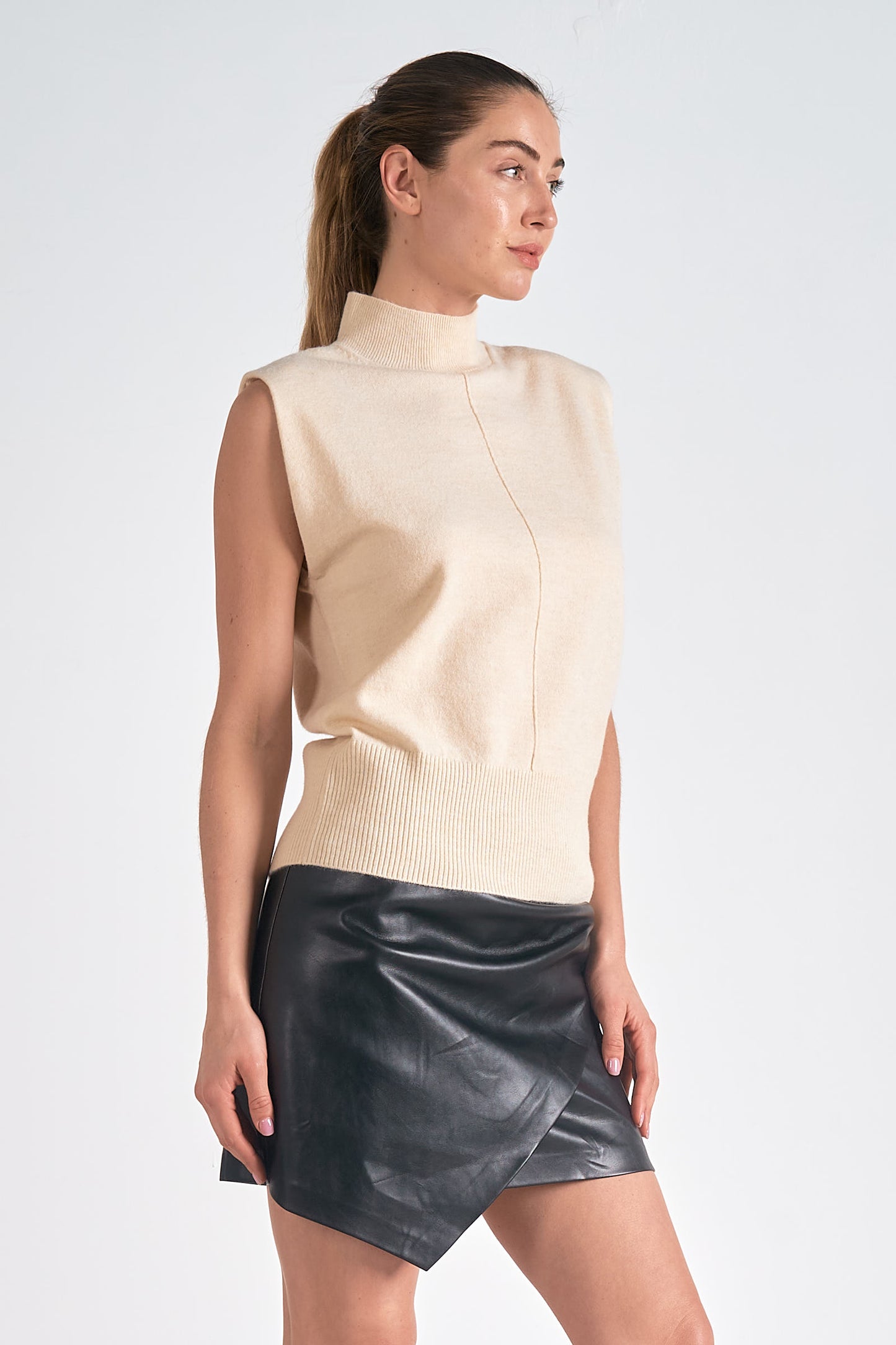 Mock Neck Sweater in Cream