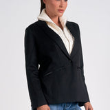 Harper Blazer Hoodie in Black and Cream