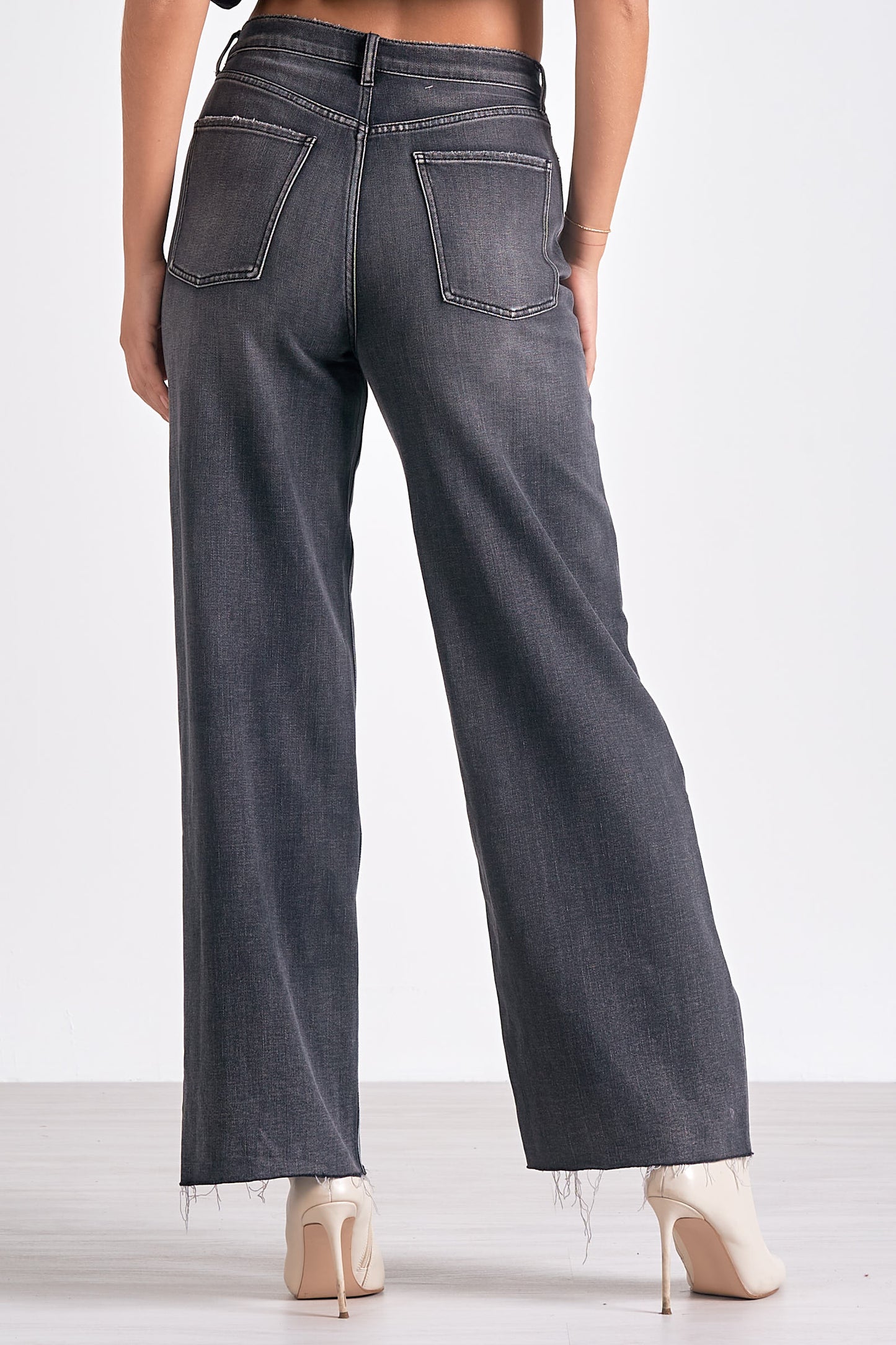 Black Wash Wide Leg Jeans