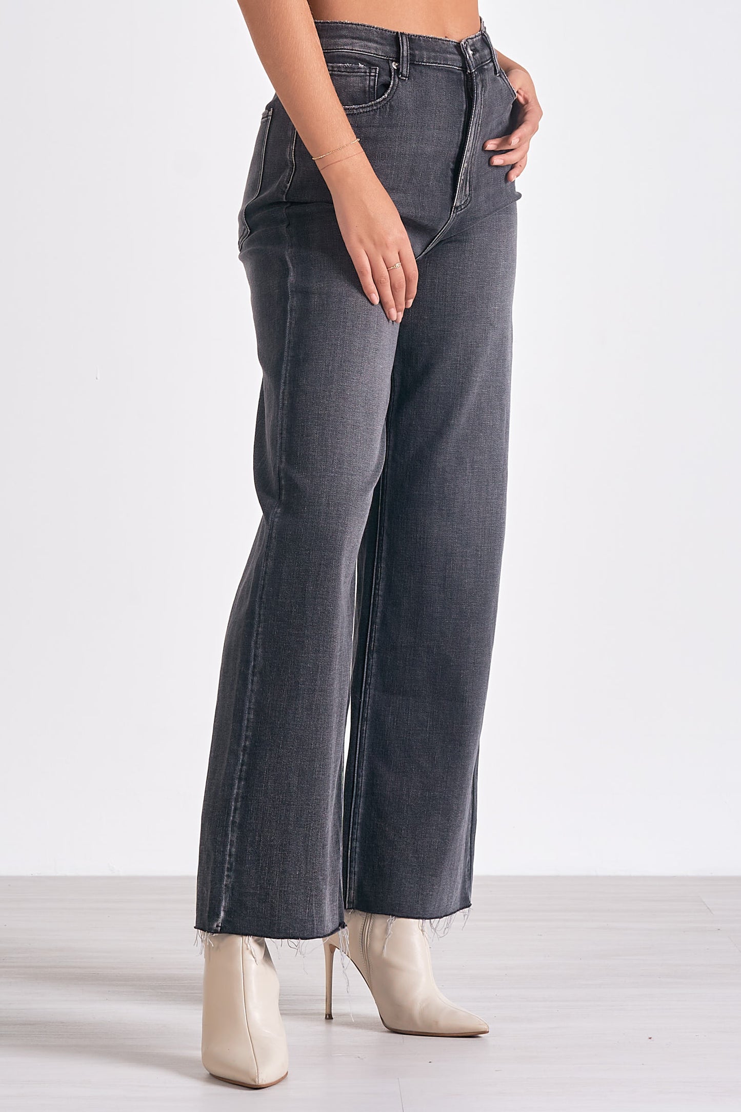 Black Wash Wide Leg Jeans