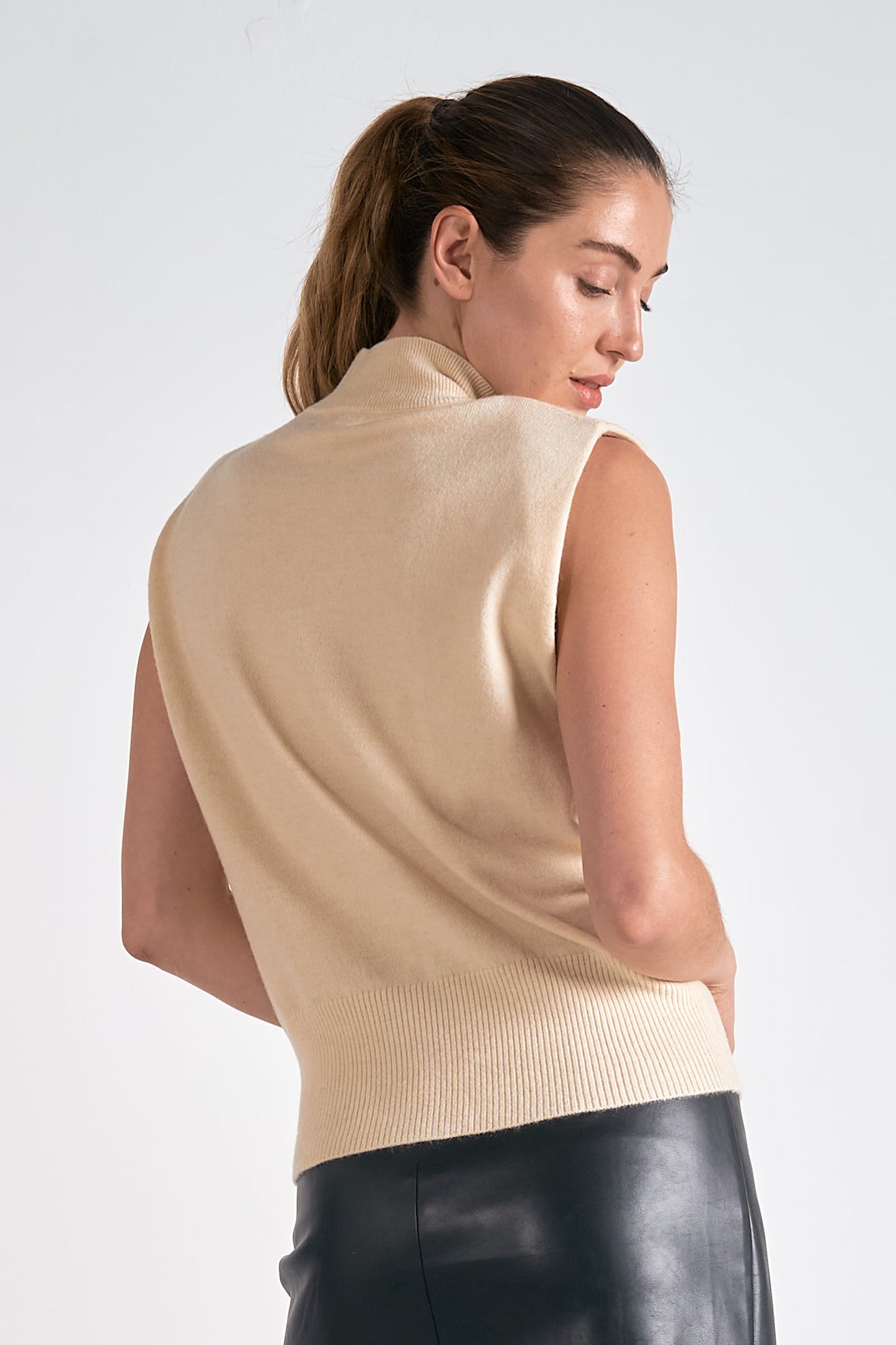 Mock Neck Sweater in Cream