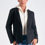 Harper Blazer Hoodie in Black and Cream