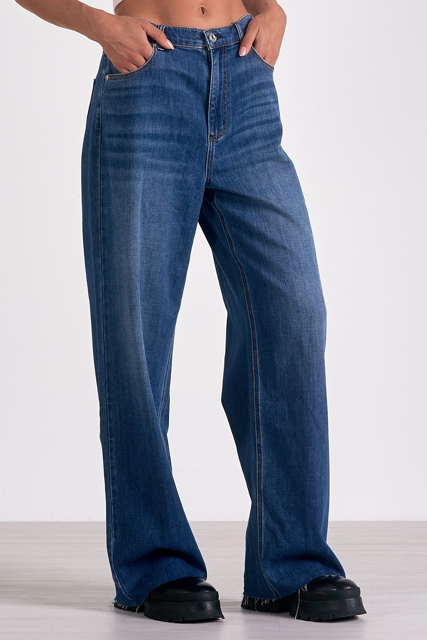 Blue Wash Wide Leg Jeans