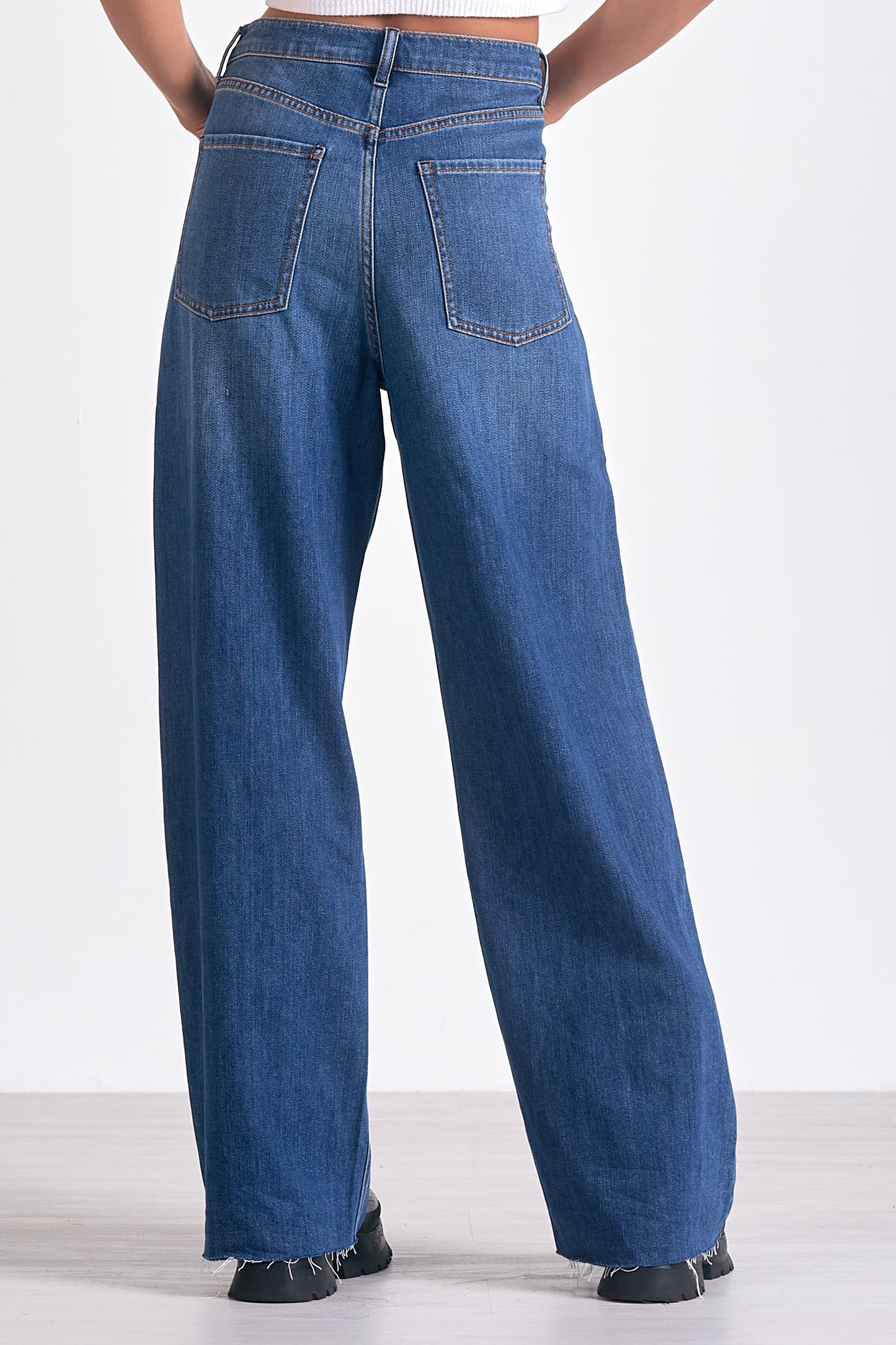 Blue Wash Wide Leg Jeans