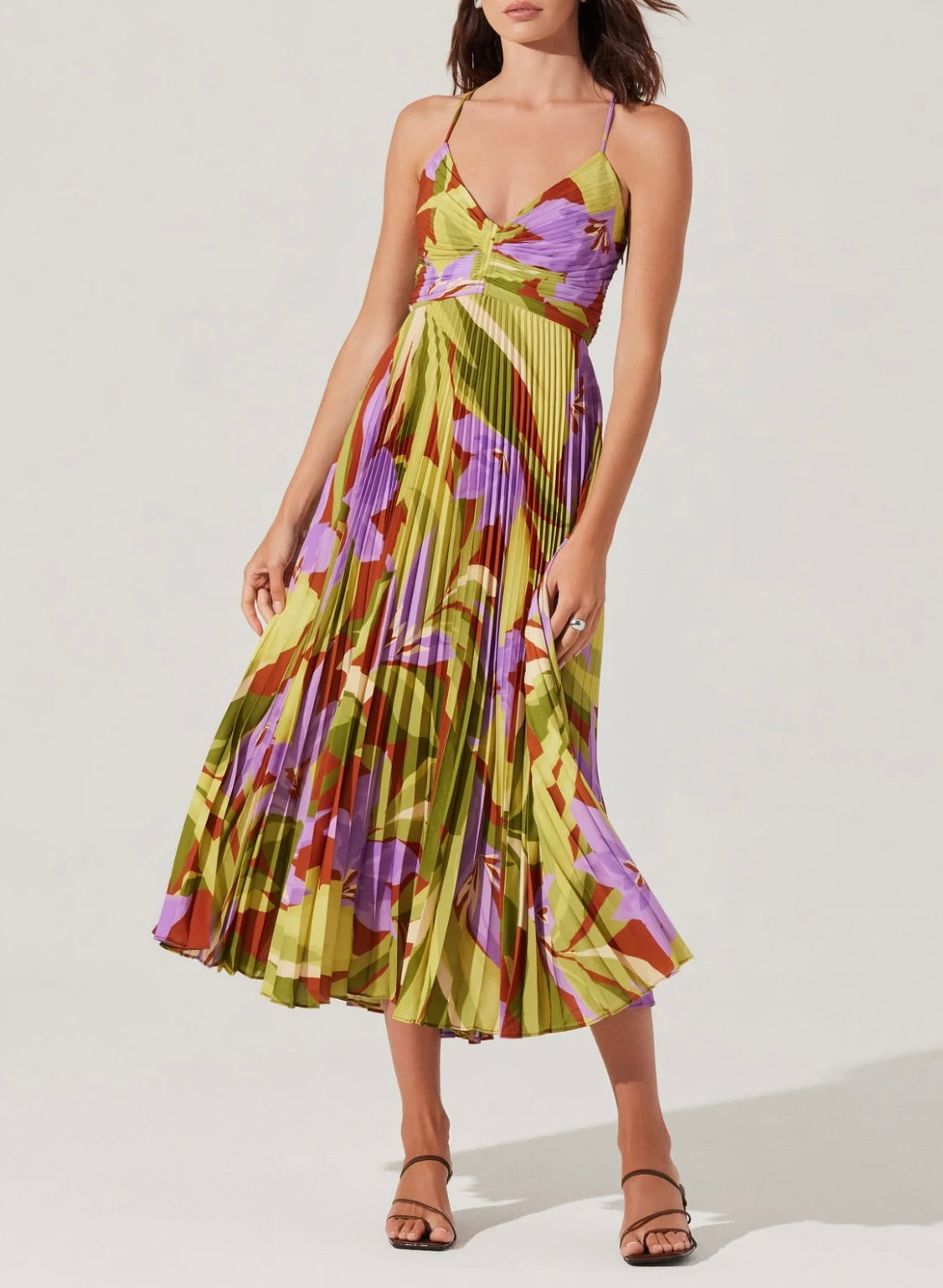 Blythe Floral Plisse Midi Dress
