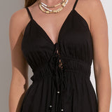 Black Front Tie Maxi Dress