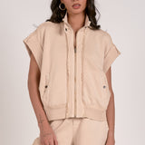 Ainsley Zip-up Sweatshirt in Beige