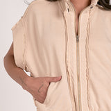 Ainsley Zip-up Sweatshirt in Beige