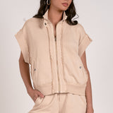 Ainsley Zip-up Sweatshirt in Beige